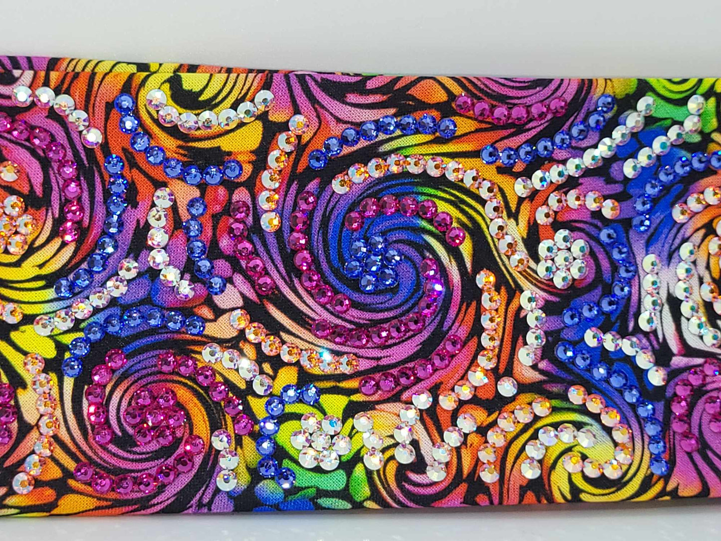 Super LeeAnnette Bright Water Colors Bandana with Multiple Colors of Austrian Crystals (Sku4778)