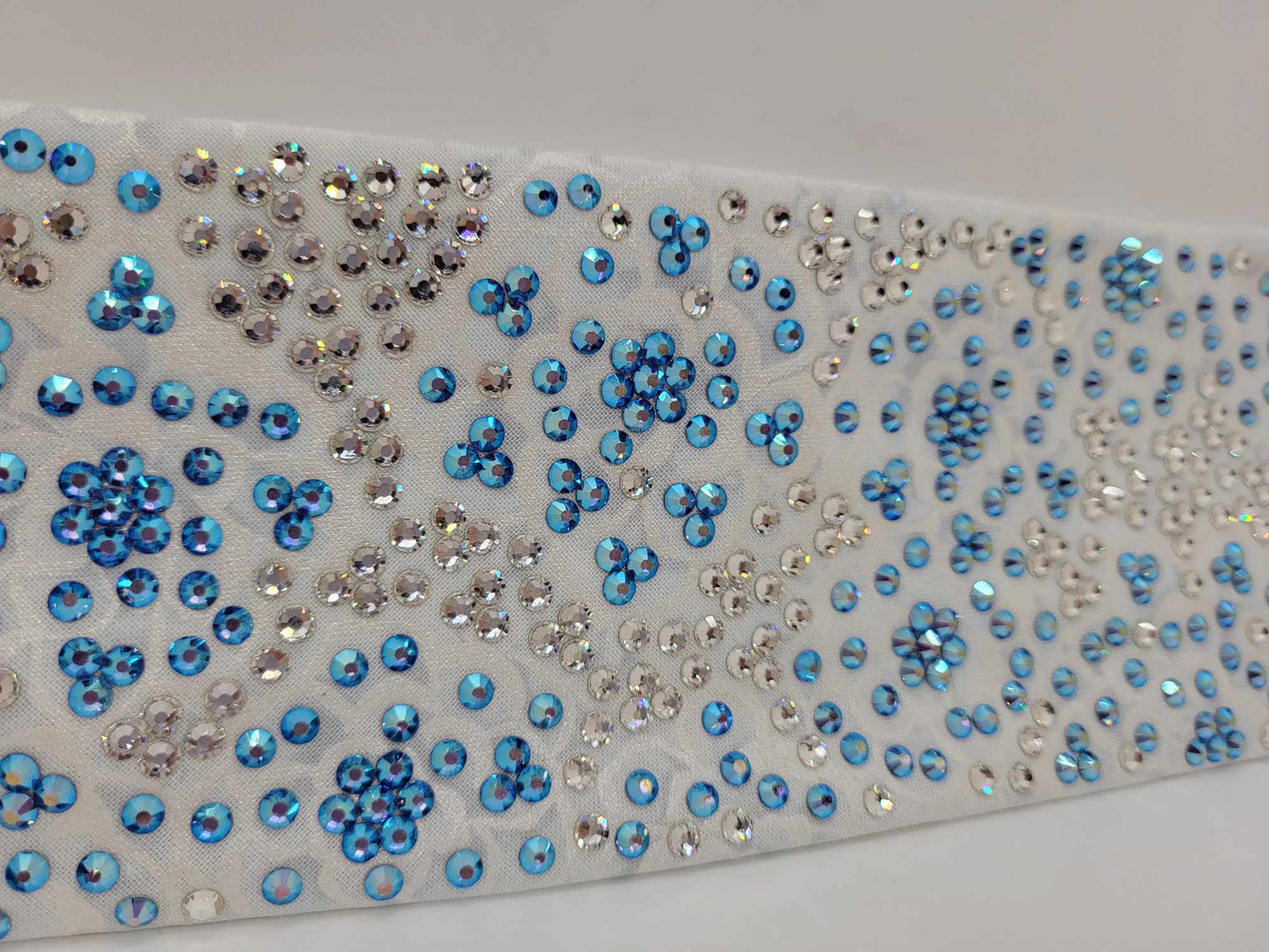 Super LeeAnnette White Roses with Blue Shimmer and Diamond Clear Austrian Crystals (Sku4779)