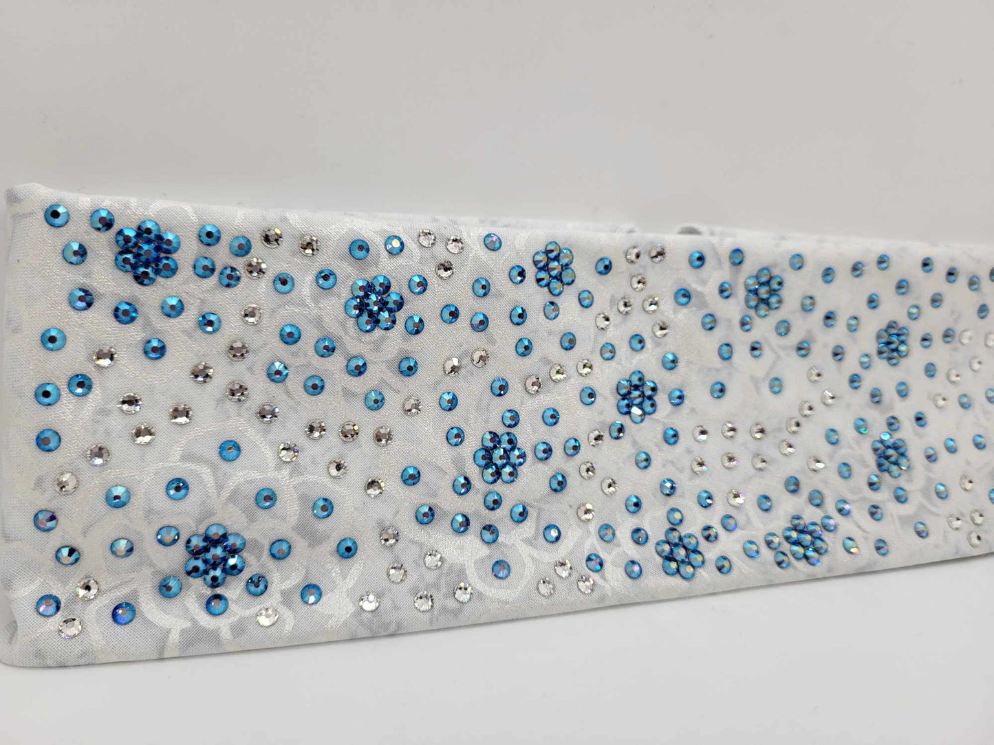 LeeAnnette White Roses with Blue Shimmer and Diamond Clear Austrian Crystals (sku4781)
