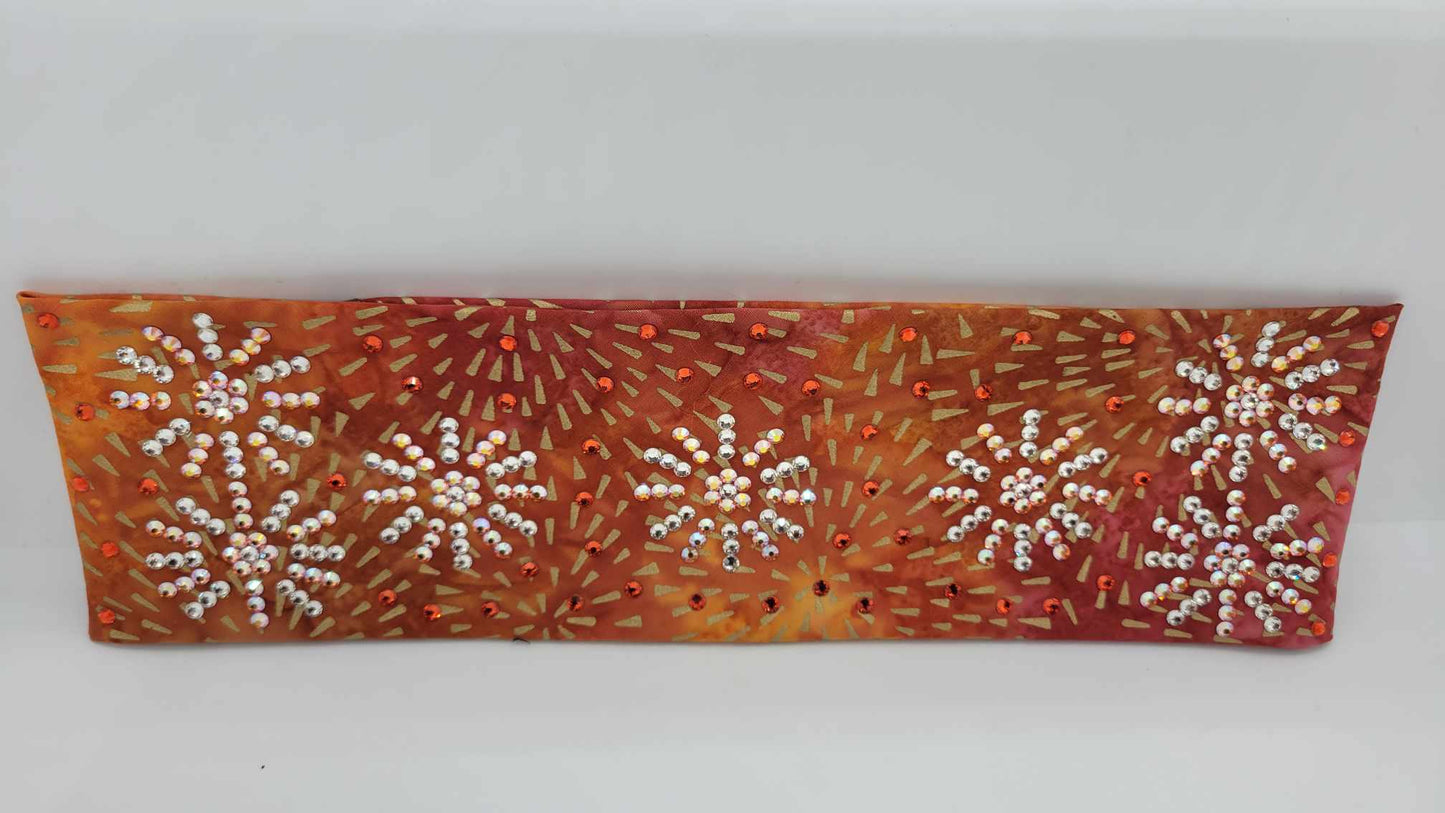 LeeAnnette Gold Sun Burst on Orange with Sun Shimmer and Diamond Clear Austrian Crystals (sku4789)