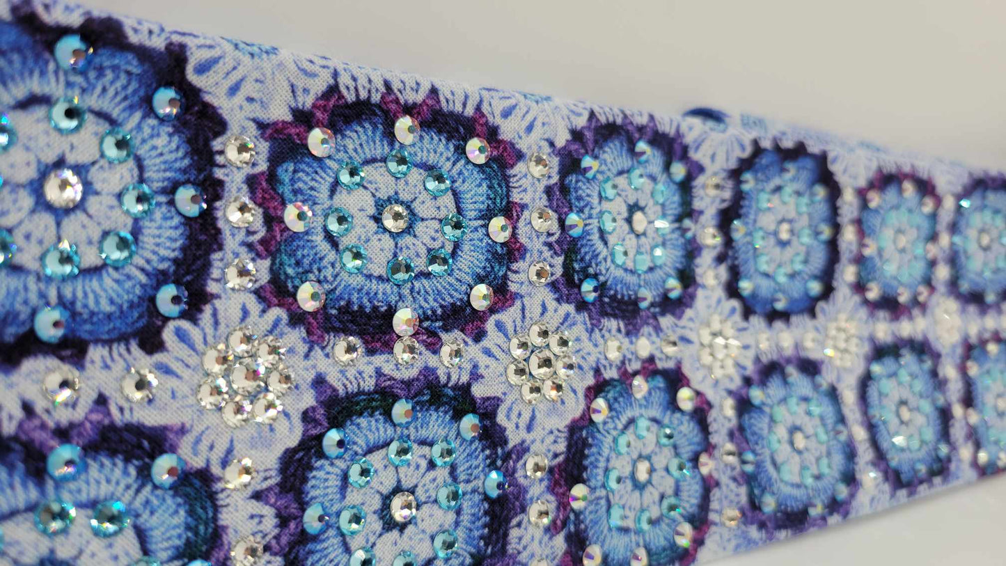 LeeAnnette Blue Quilt with Aqua, Aurora Borealis, Blue Shimmer and Diamond Clear Austrian Crystals (sku4790)