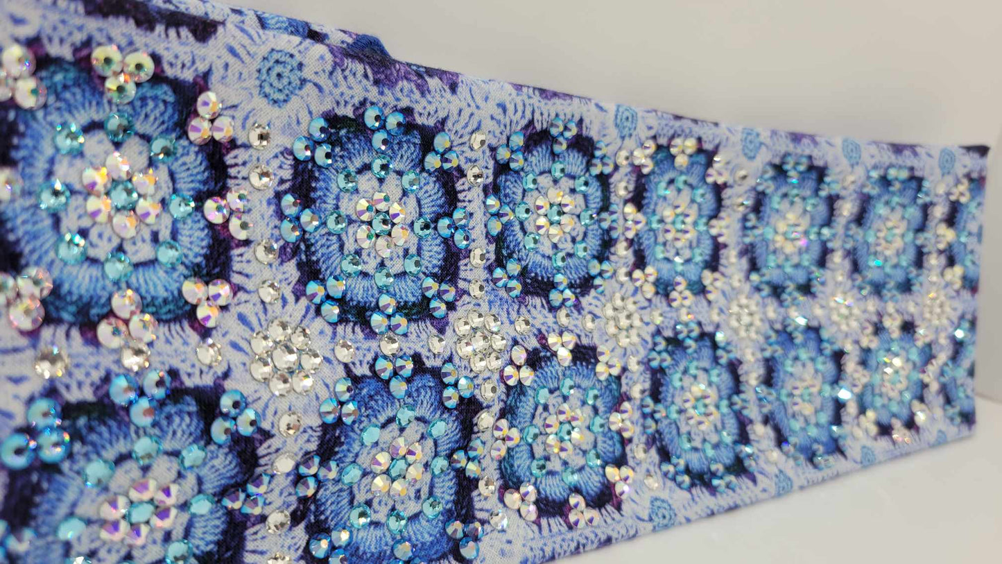 Super LeeAnnette Blue Quilt with Aqua, Aurora Borealis, Blue Shimmer and Diamond Clear Austrian Crystals (Sku4791)