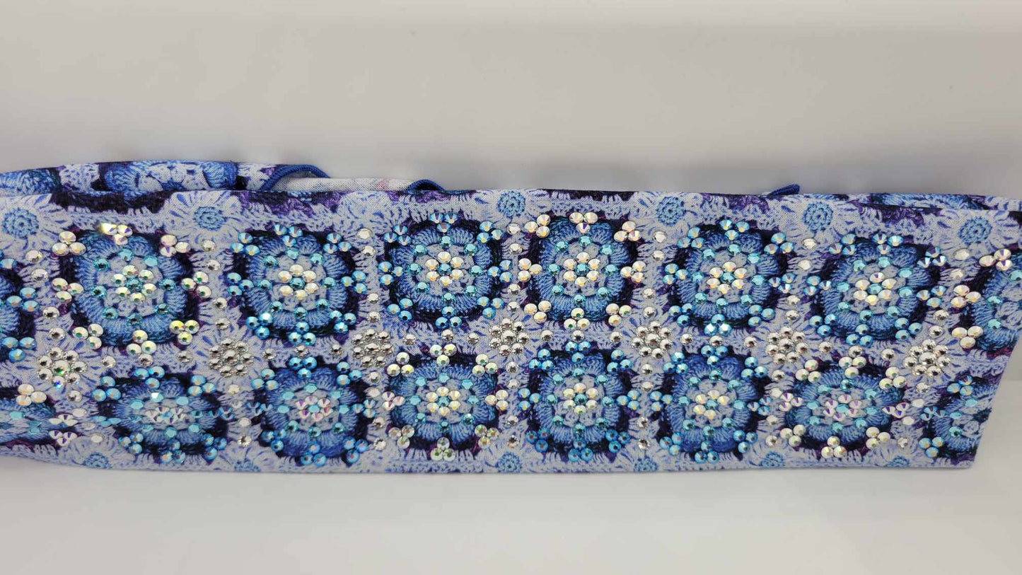 Super LeeAnnette Blue Quilt with Aqua, Aurora Borealis, Blue Shimmer and Diamond Clear Austrian Crystals (Sku4791)
