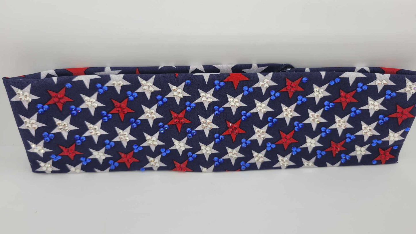 LeeAnnette Stars with Blue, Red and Diamond Clear Austrian Crystals (sku4808)