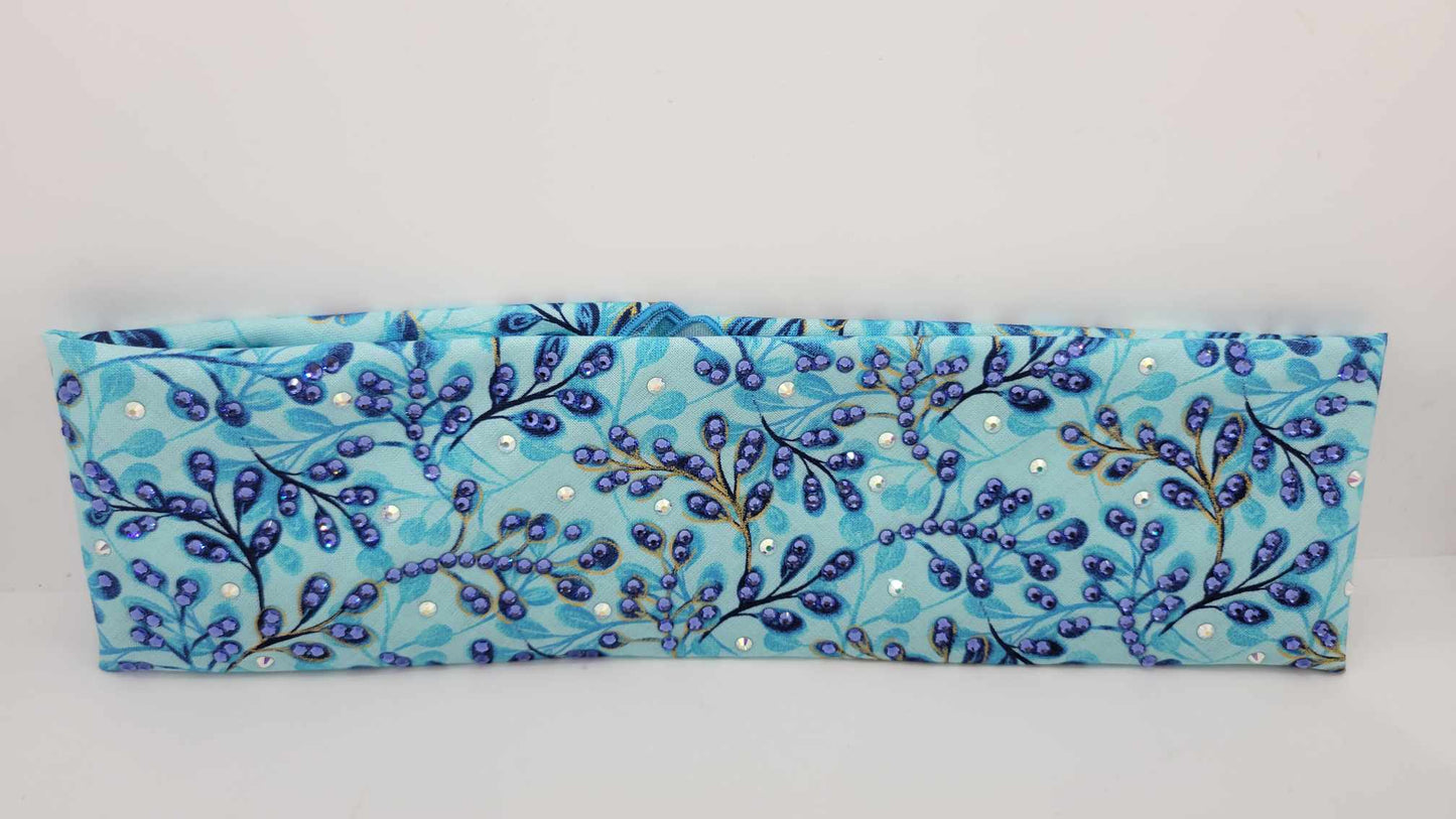 LeeAnnette Blue and Gold Leaves with Purple and Aurora Borealis Austrian Crystals (sku4816)