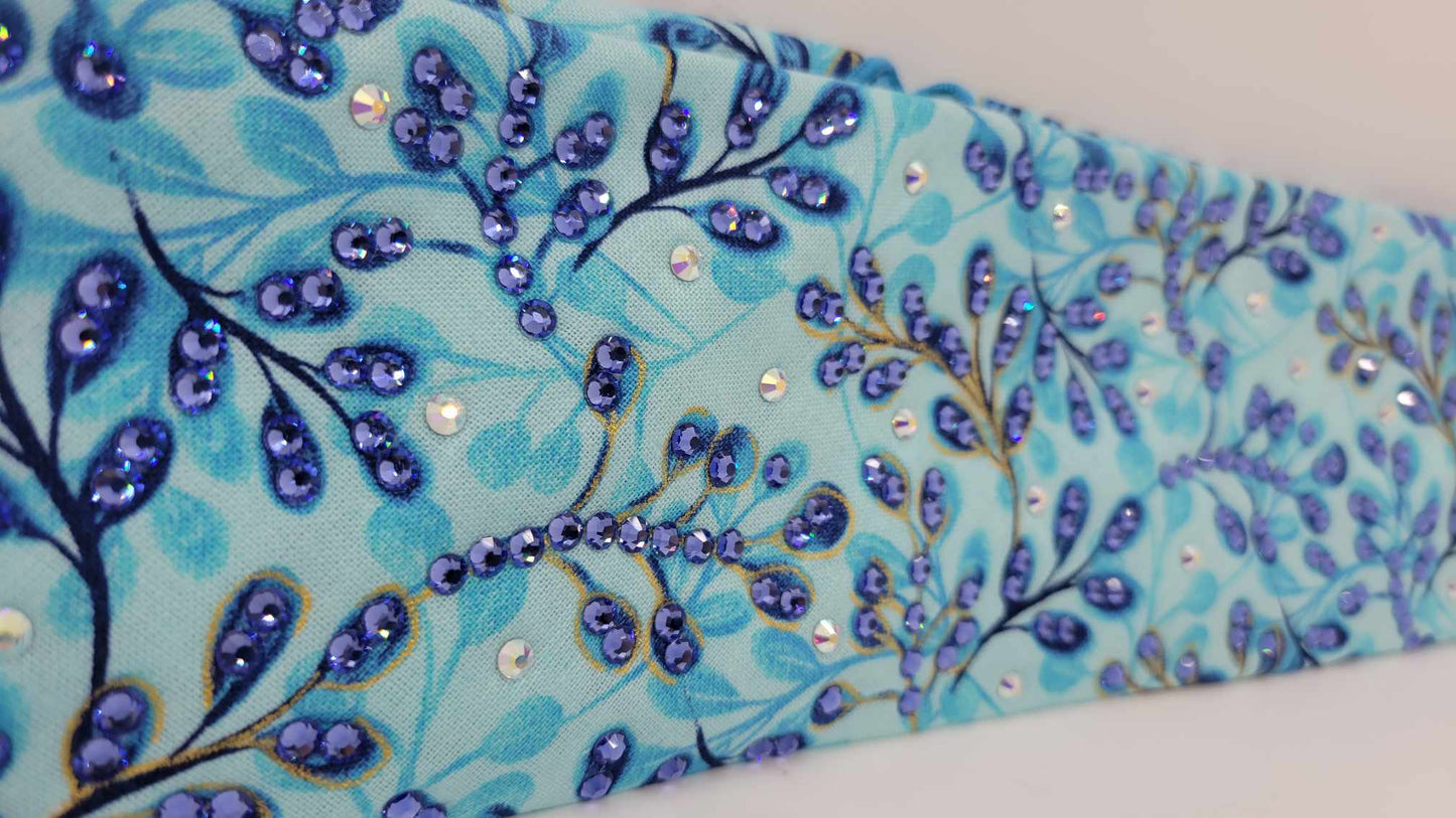 LeeAnnette Blue and Gold Leaves with Purple and Aurora Borealis Austrian Crystals (sku4816)
