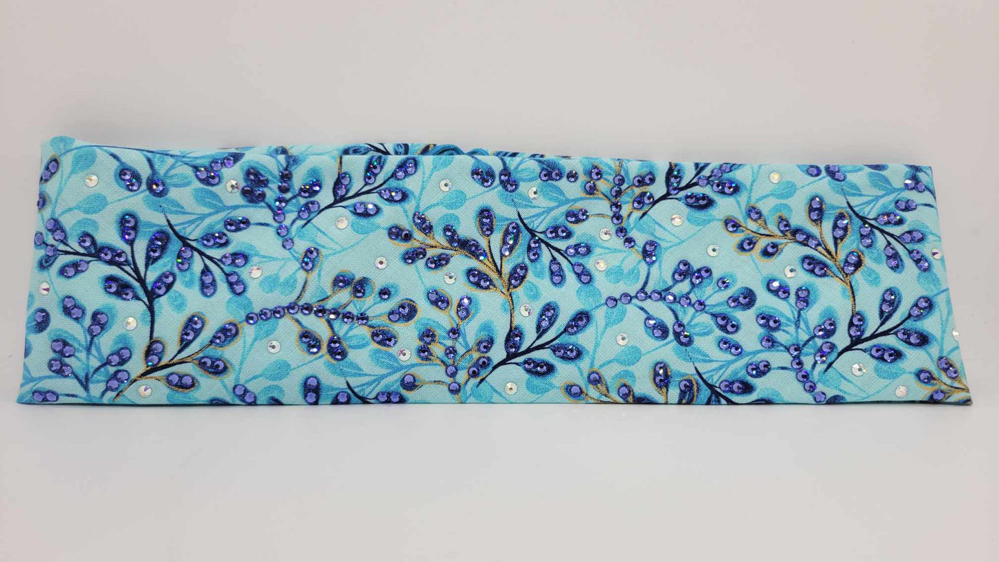LeeAnnette Blue and Gold Leaves with Purple and Aurora Borealis Austrian Crystals (sku4816)