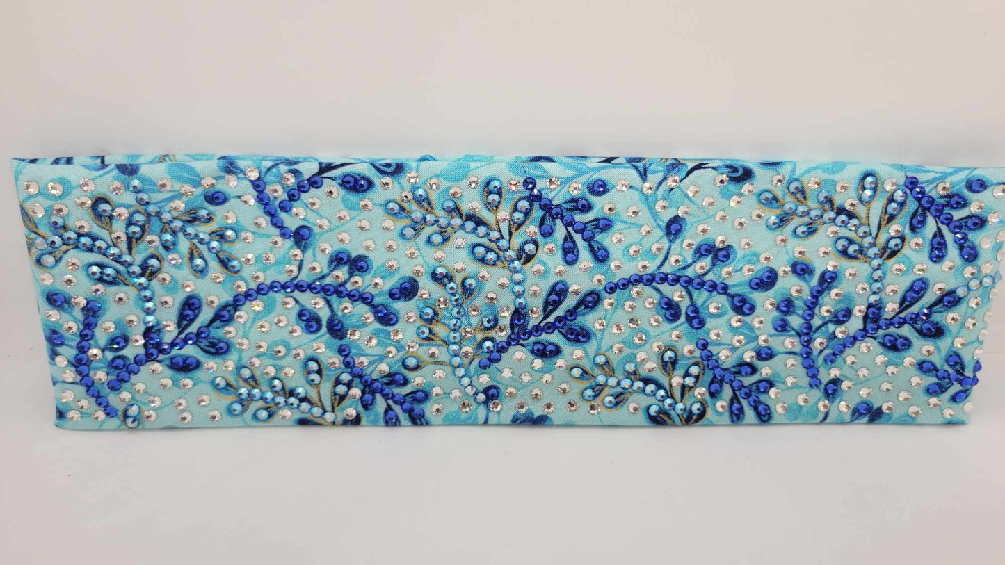 Super LeeAnnette Blue and Gold Leaves with Blue, Blue Shimmer and Diamond Clear Austrian Crystals (Sku4817)