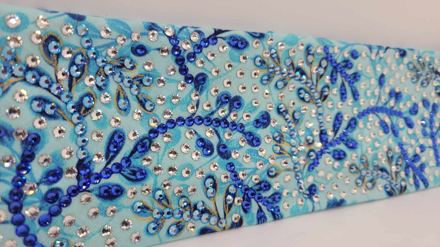 Super LeeAnnette Blue and Gold Leaves with Blue, Blue Shimmer and Diamond Clear Austrian Crystals (Sku4817)