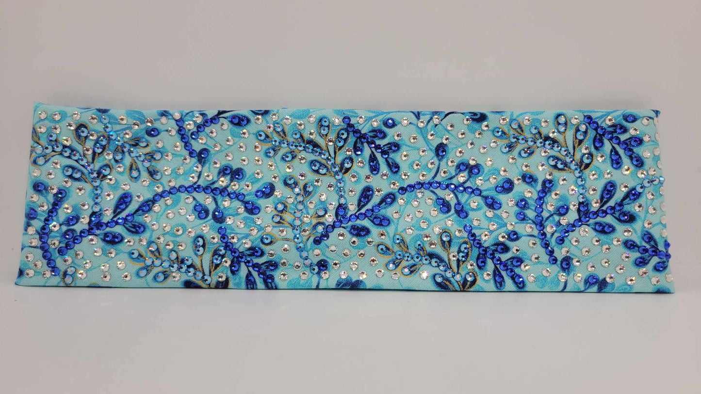 Super LeeAnnette Blue and Gold Leaves with Blue, Blue Shimmer and Diamond Clear Austrian Crystals (Sku4817)