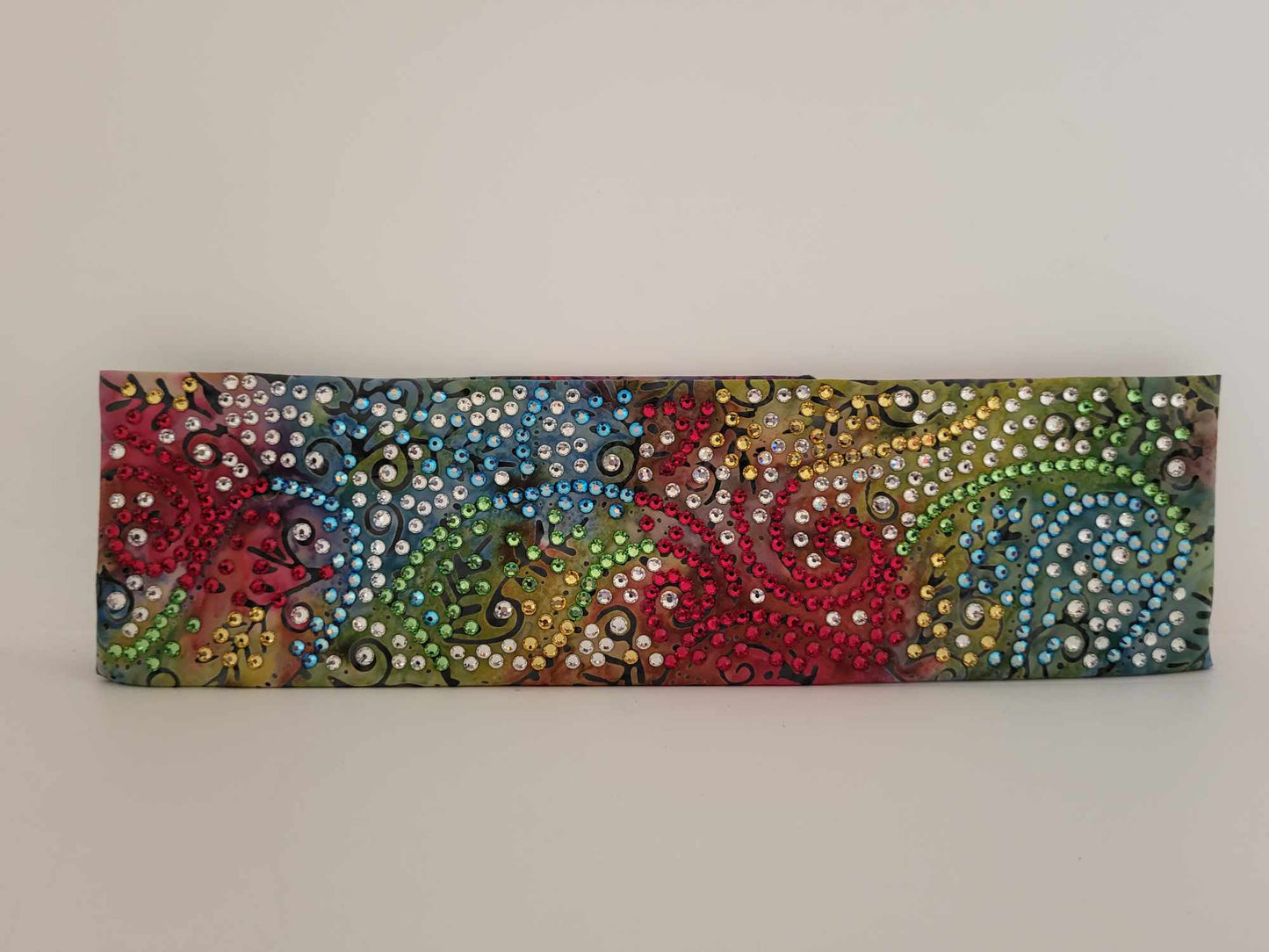 Super LeeAnnette Watercolors Bandana with Multiple Colors of Austrian Crystals (Sku4822)