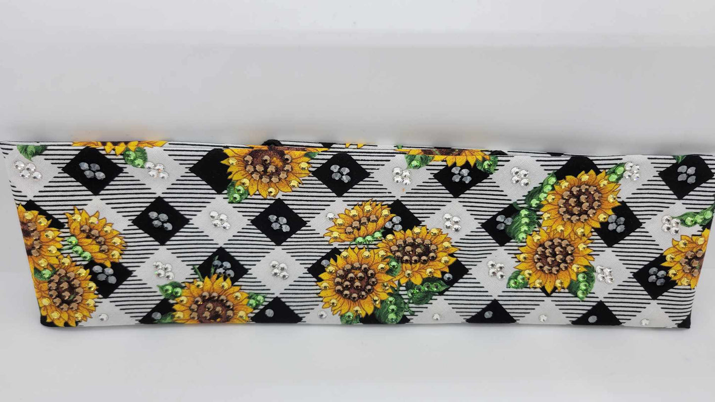 LeeAnnette Sunflowers with Brown, Yellow, Black, Green and Diamond Clear Austrian Crystals (sku4828)