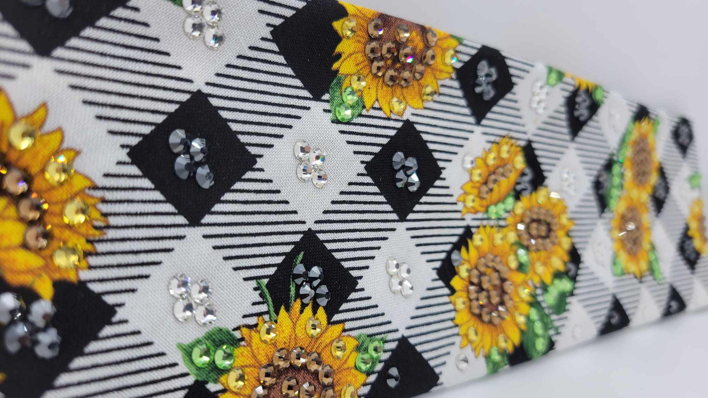 LeeAnnette Sunflowers with Brown, Yellow, Black, Green and Diamond Clear Austrian Crystals (sku4828)