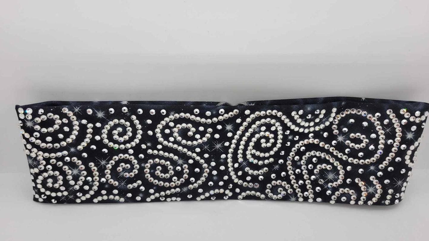 Super LeeAnnette Starry Night Bandana with Chrome and Diamond Clear Austrian Crystals (Sku4830)