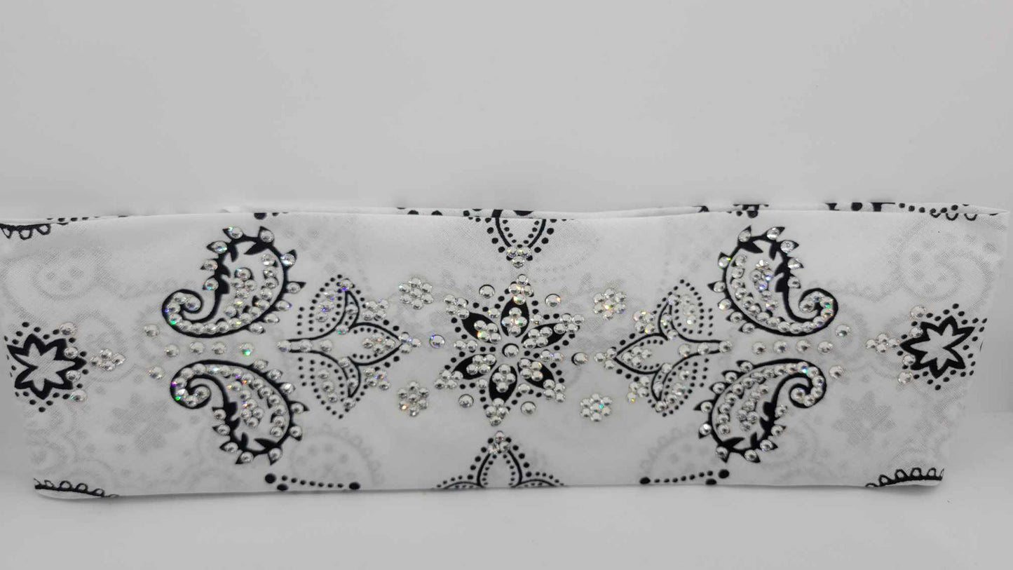 LeeAnnette White Flower Paisley with Diamond Clear Austrian Crystals (sku4832)