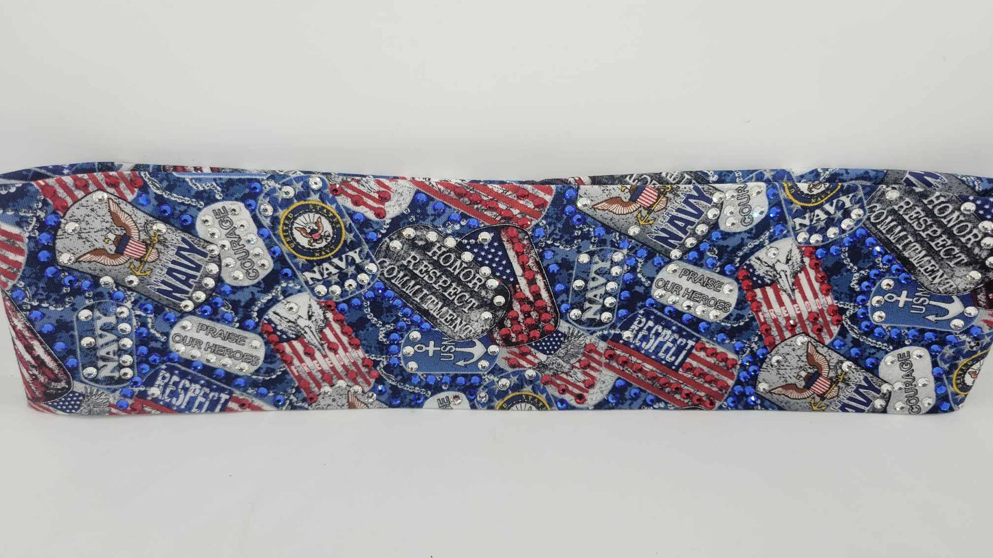 LeeAnnette Navy with Red, Blue and Diamond Clear Austrian Crystals (sku4838)