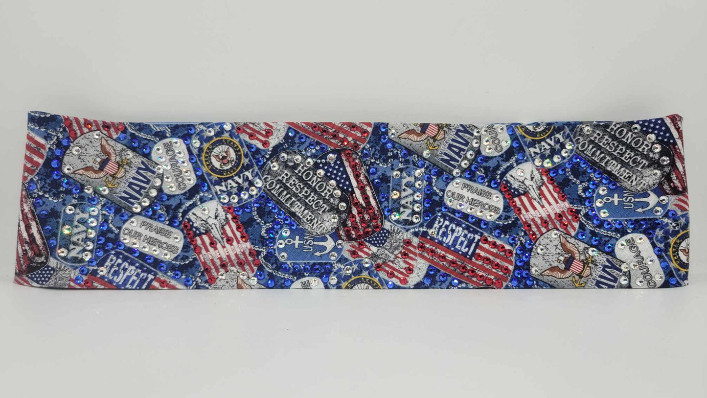 LeeAnnette Navy with Red, Blue and Diamond Clear Austrian Crystals (sku4838)