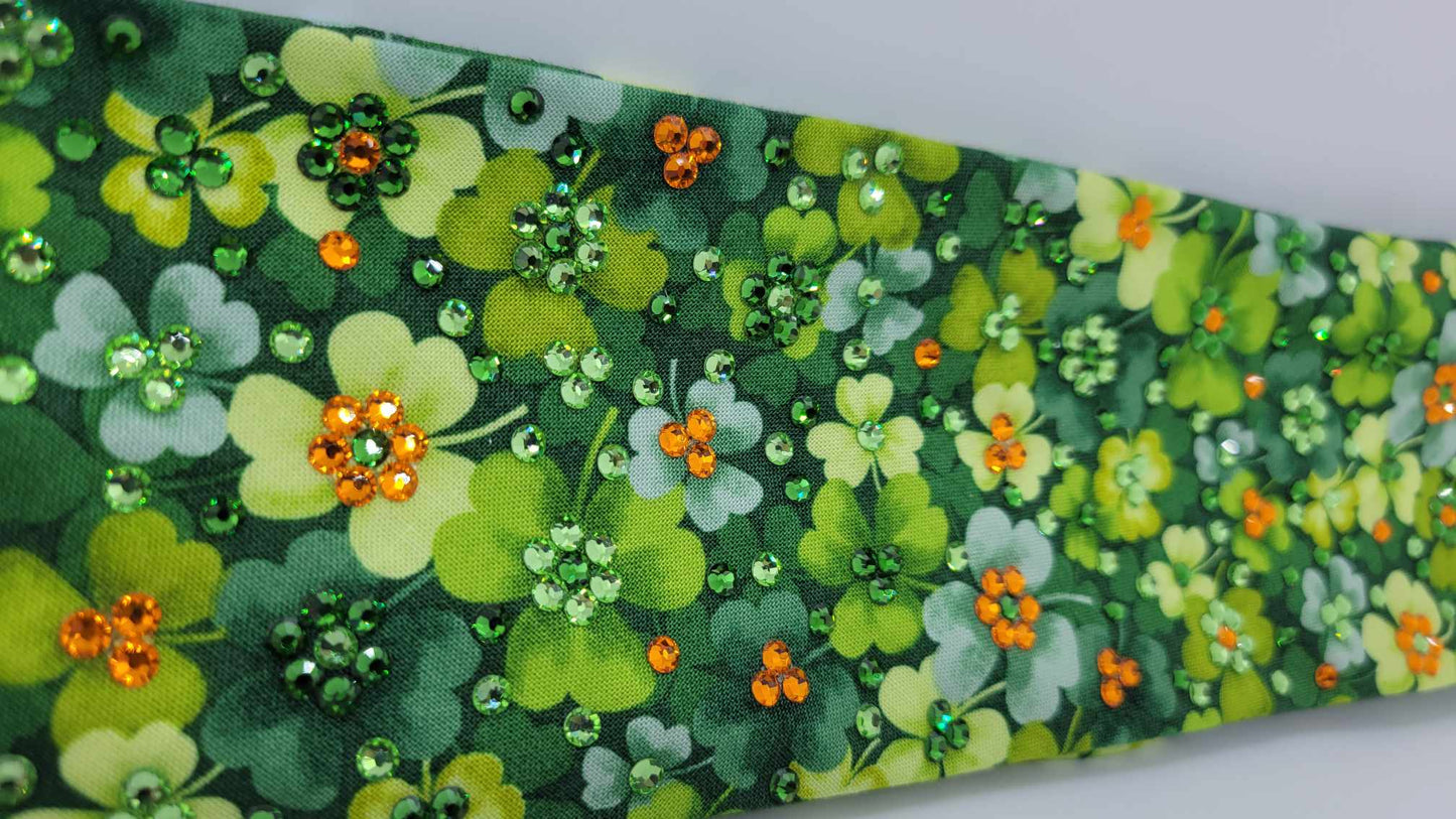 LeeAnnette Clovers with Orange, Light and Dark Green Austrian Crystals (sku4839a)
