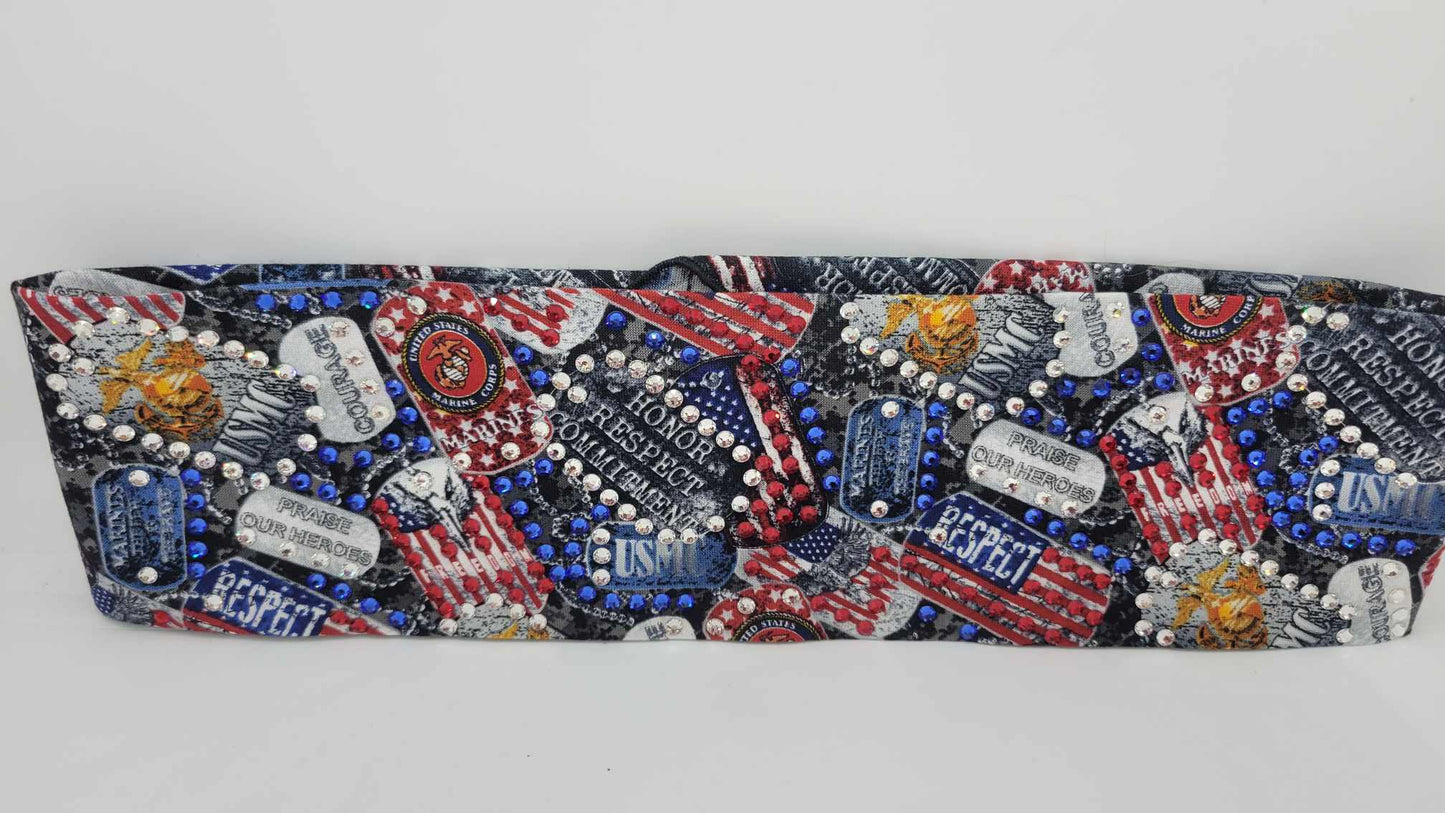 LeeAnnette Marine Corp. with Blue, Red and Diamond Clear Austrian Crystals (sku4844)