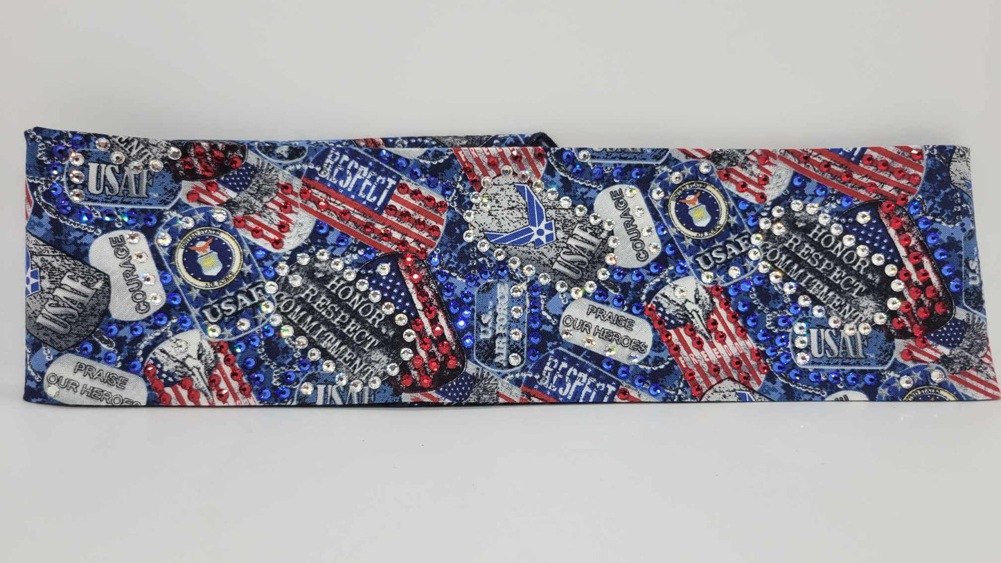 LeeAnnette Air Force with Blue, Red and Diamond Clear Austrian Crystals (sku4845)