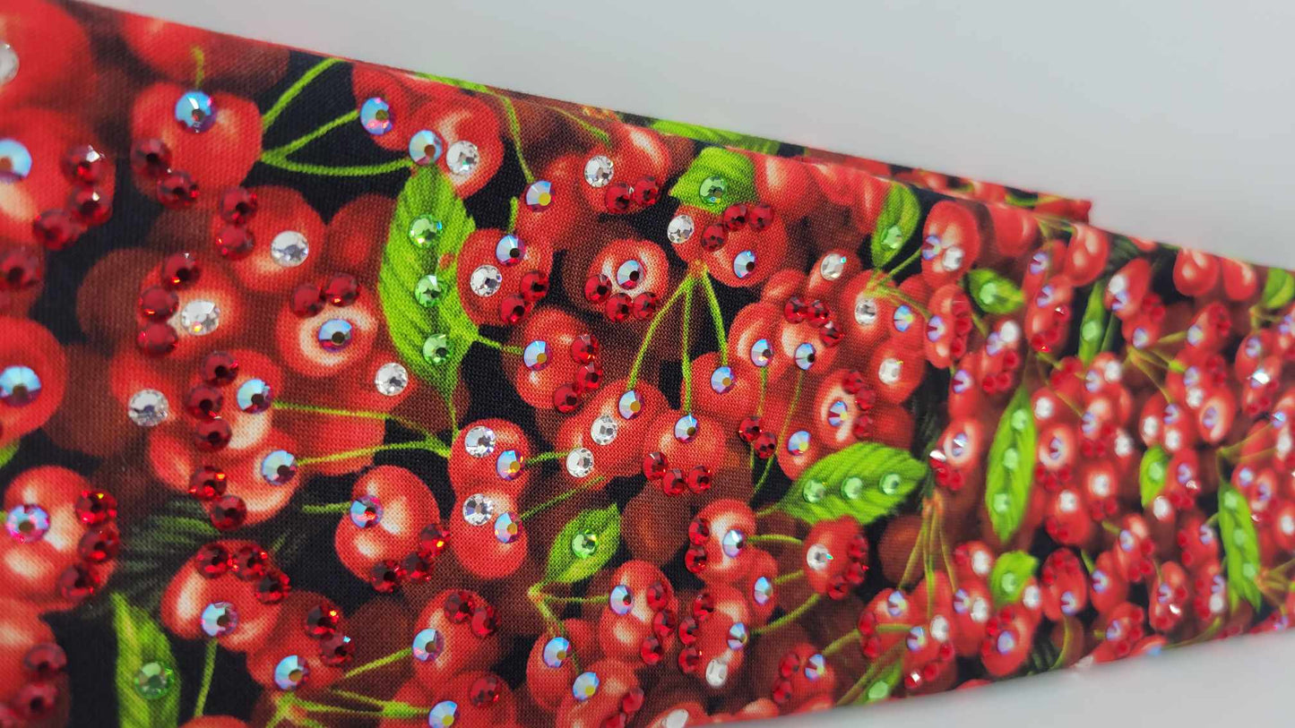 LeeAnnette Cherries with Red, Red Shimmer, Green and Diamond Clear Austrian Crystals (sku4851)