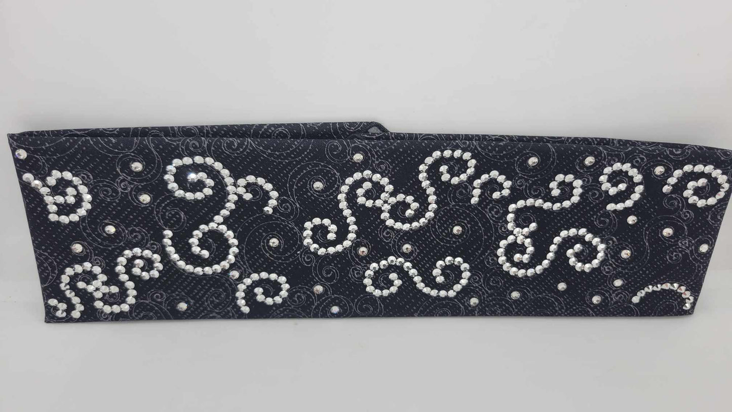 LeeAnnette Black Scrolls with Chrome and Diamond Clear Austrian Crystals (sku4854)