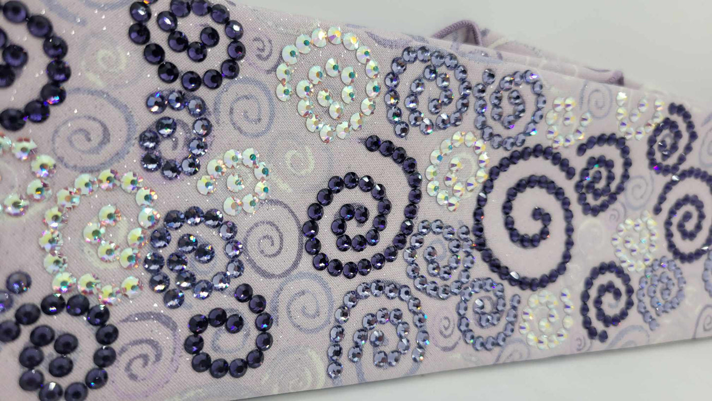 Super LeeAnnette Purple Scrolls Bandana with Dark Purple, Light Purple and Aurora Borealis Austrian Crystals (Sku4862)