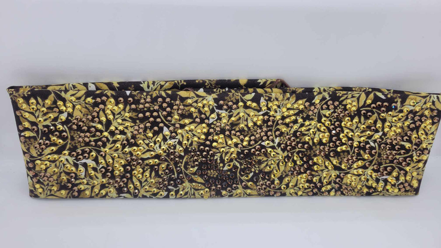 Super LeeAnnette Fall Leaves Bandana with Yellow and Brown Austrian Crystals (Sku4861)