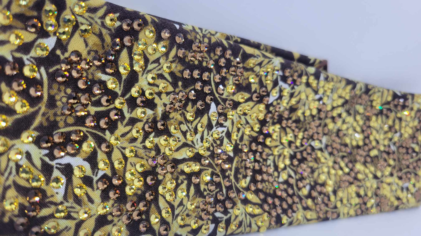 Super LeeAnnette Fall Leaves Bandana with Yellow and Brown Austrian Crystals (Sku4861)