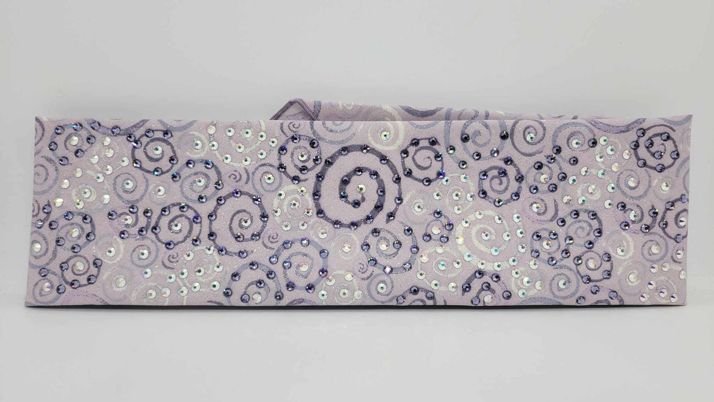 LeeAnnette Purple Scrolls Bandana with Purple and Aurora Borealis Austrian Crystals (sku4863)