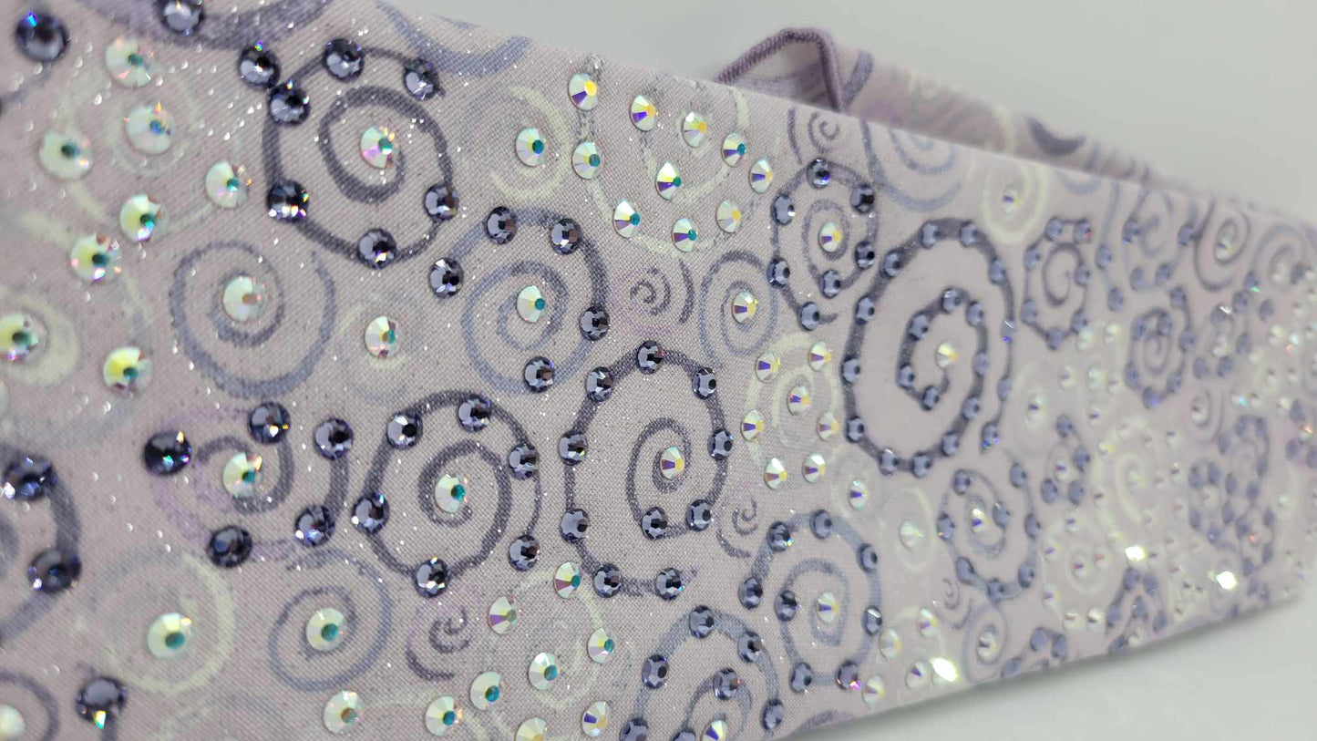 LeeAnnette Purple Scrolls Bandana with Purple and Aurora Borealis Austrian Crystals (sku4863)