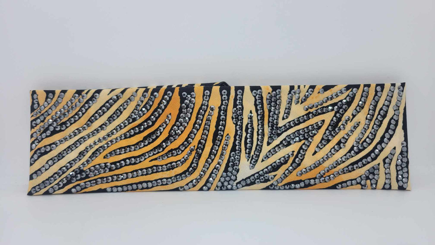 Super LeeAnnette Tiger Print with Black Austrian Crystals (Sku4869)
