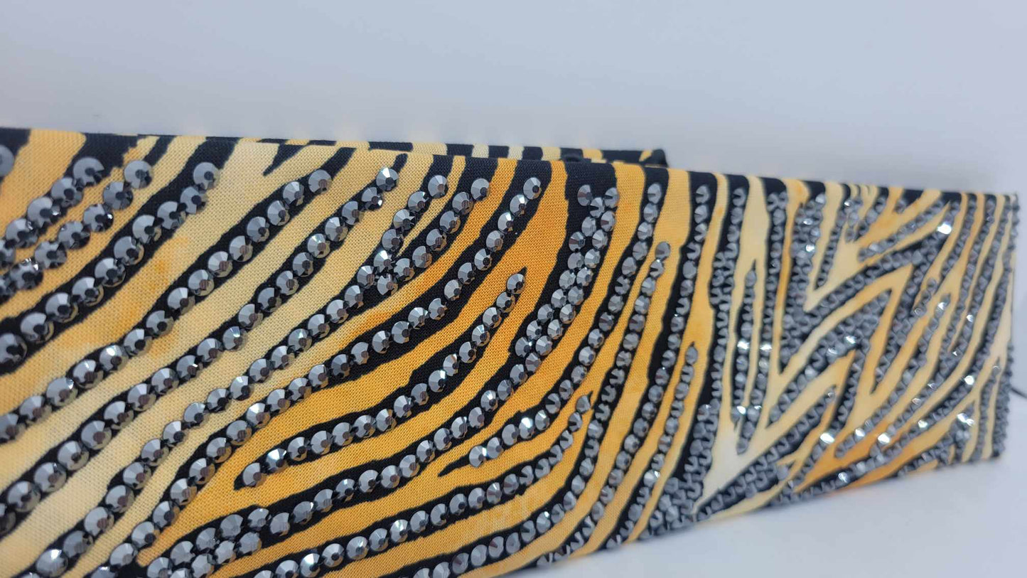 Super LeeAnnette Tiger Print with Black Austrian Crystals (Sku4869)