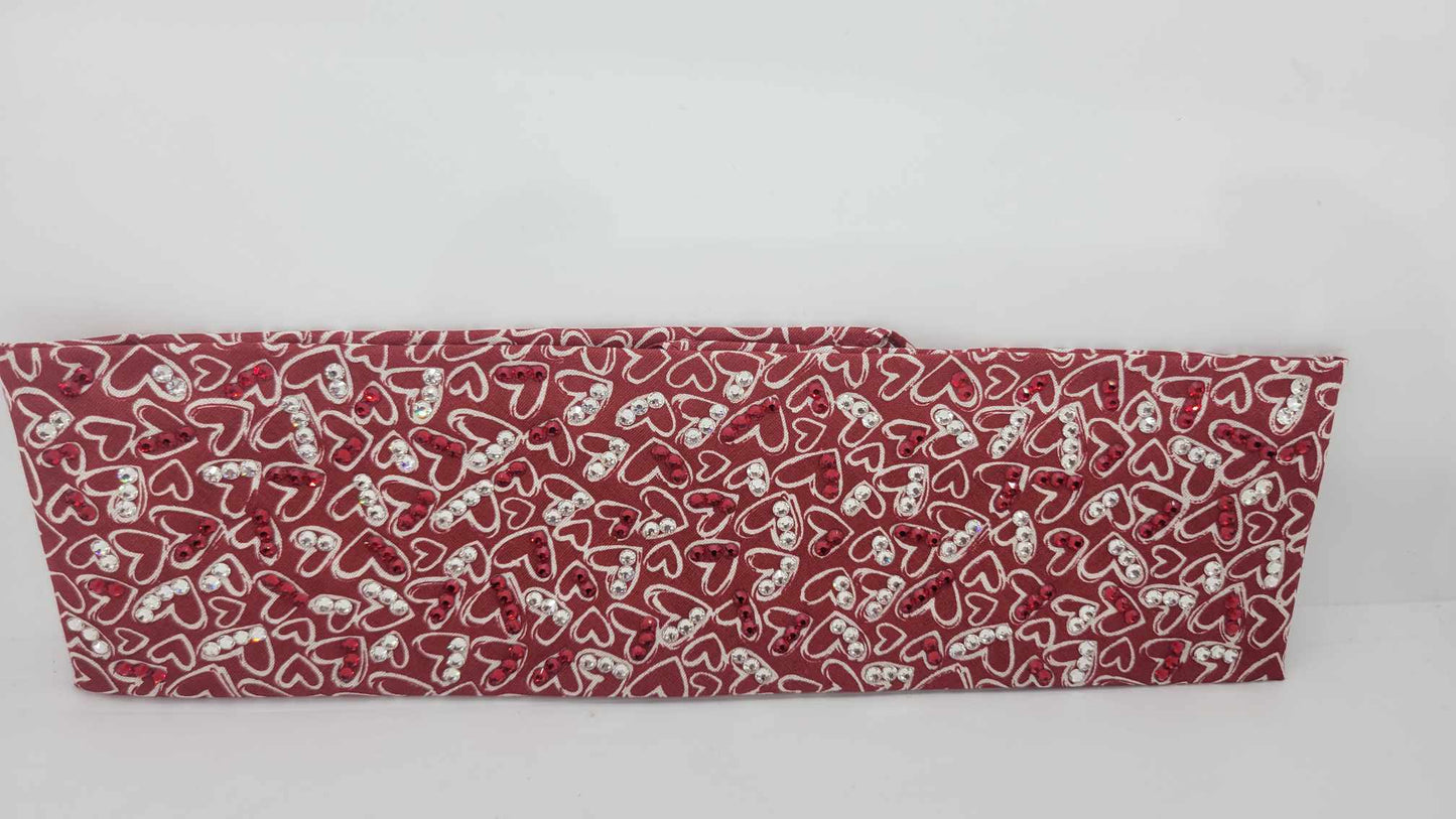 LeeAnnette Hearts Bandana with Red and Diamond Clear Austrian Crystals (sku4875)