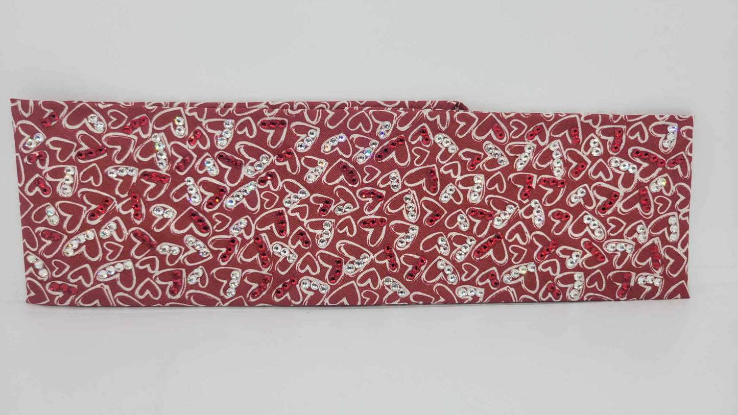 LeeAnnette Hearts Bandana with Red and Diamond Clear Austrian Crystals (sku4875)