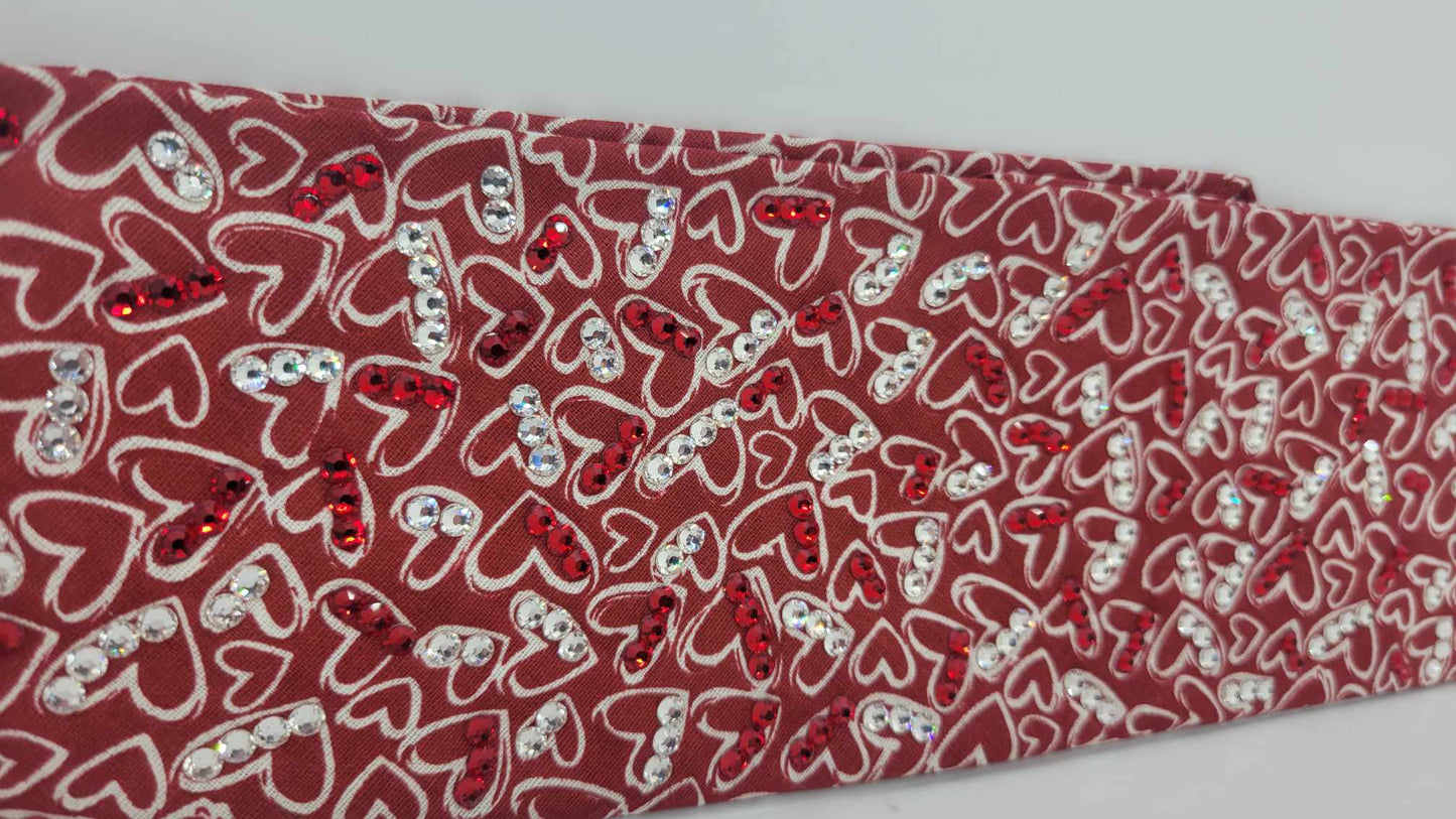 LeeAnnette Hearts Bandana with Red and Diamond Clear Austrian Crystals (sku4875)
