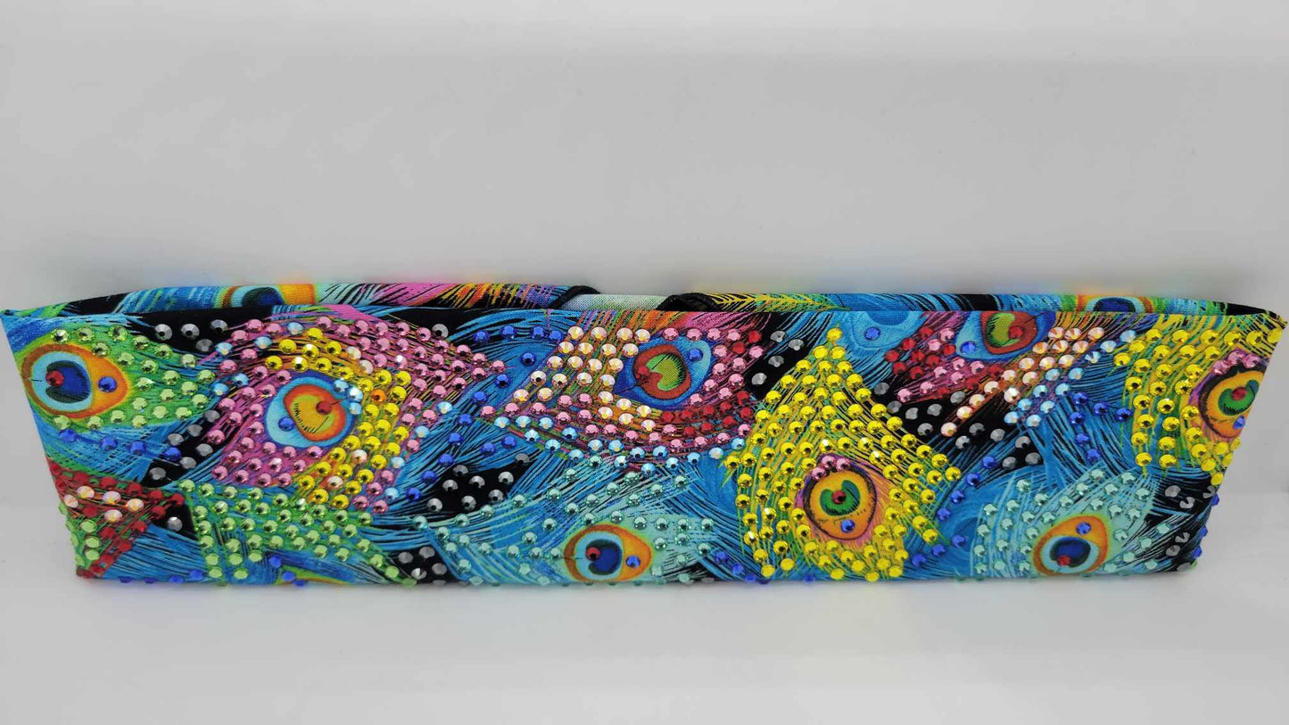 Super LeeAnnette Peacock Feathers with Multiple Colors of Austrian Crystals (Sku4884)