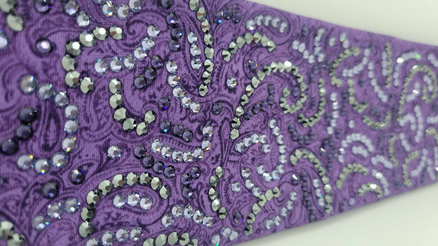 Super LeeAnnette Fancy Purple Bandana with Black, Light and Dark Purple Austrian Crystals (Sku4890)