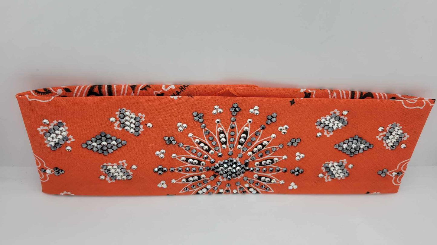 LeeAnnette Orange Paisley with Black and Diamond Clear Austrian Crystals (sku4895)