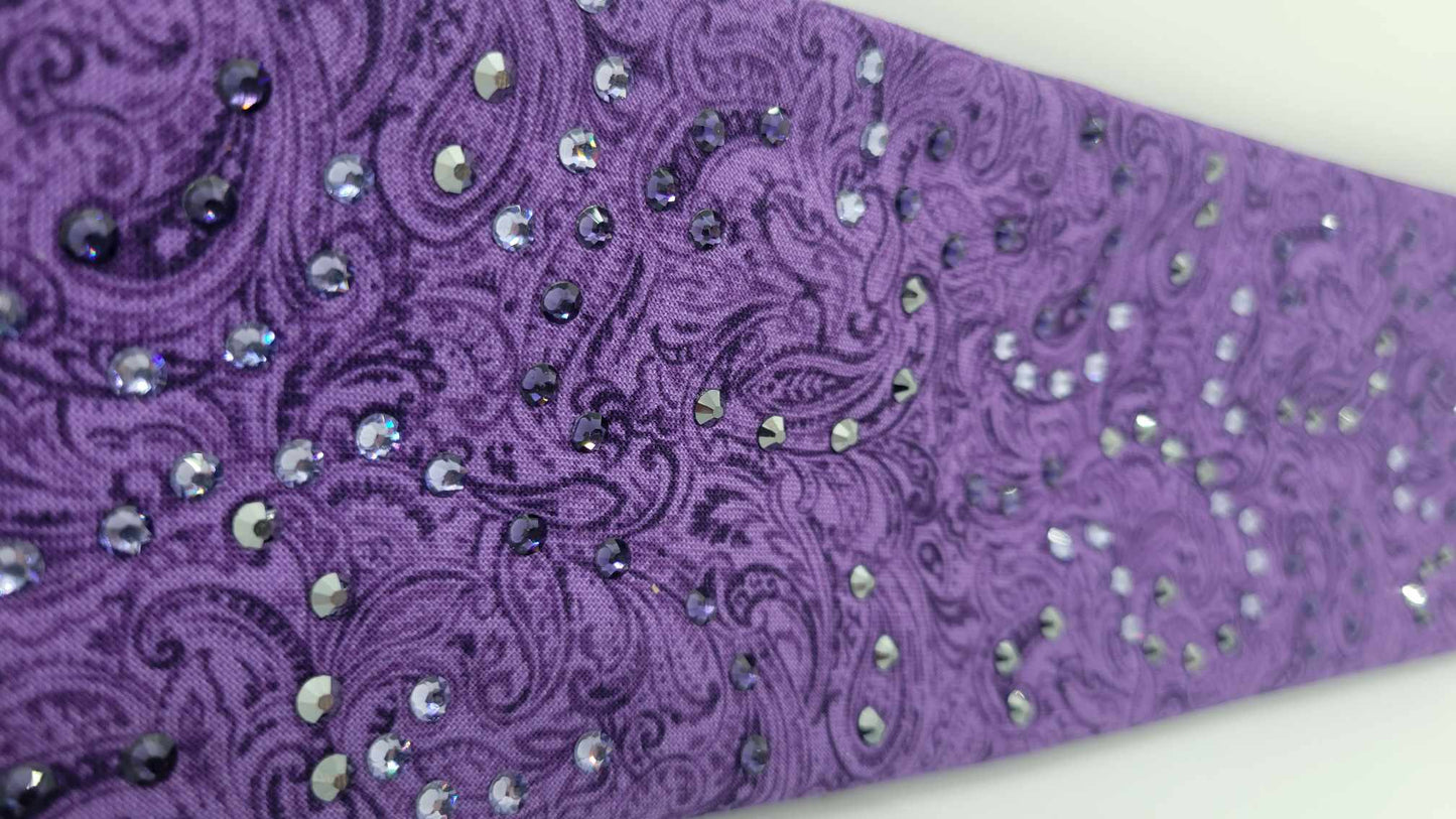 EXTRA BLING - Purple Paisley With Black, Dark and Light Purple Clear Austrian Crystals (Sku4898)