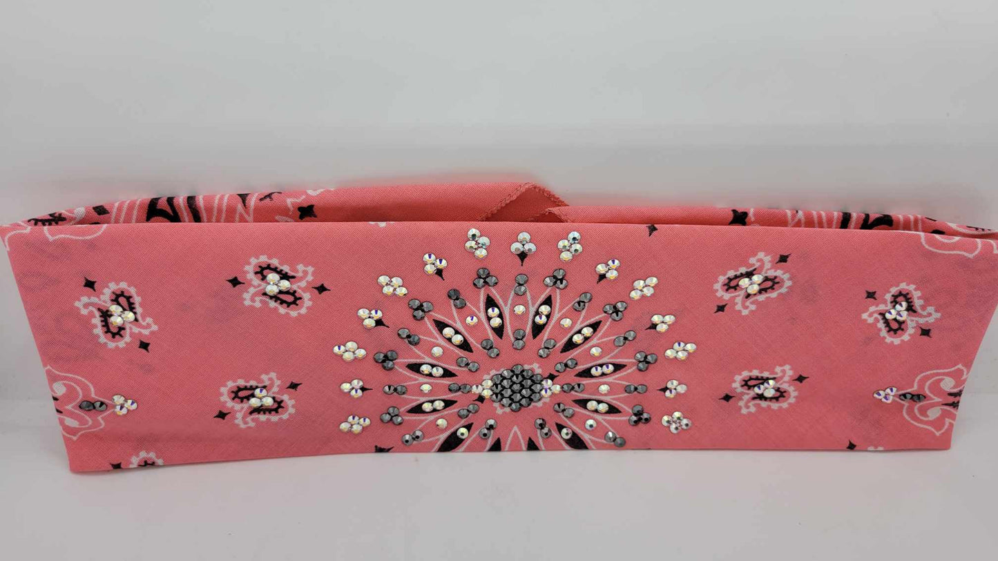 EXTRA BLING - Strawberry Paisley With Black and Aurora Borealis Austrian Crystals (Sku4913)
