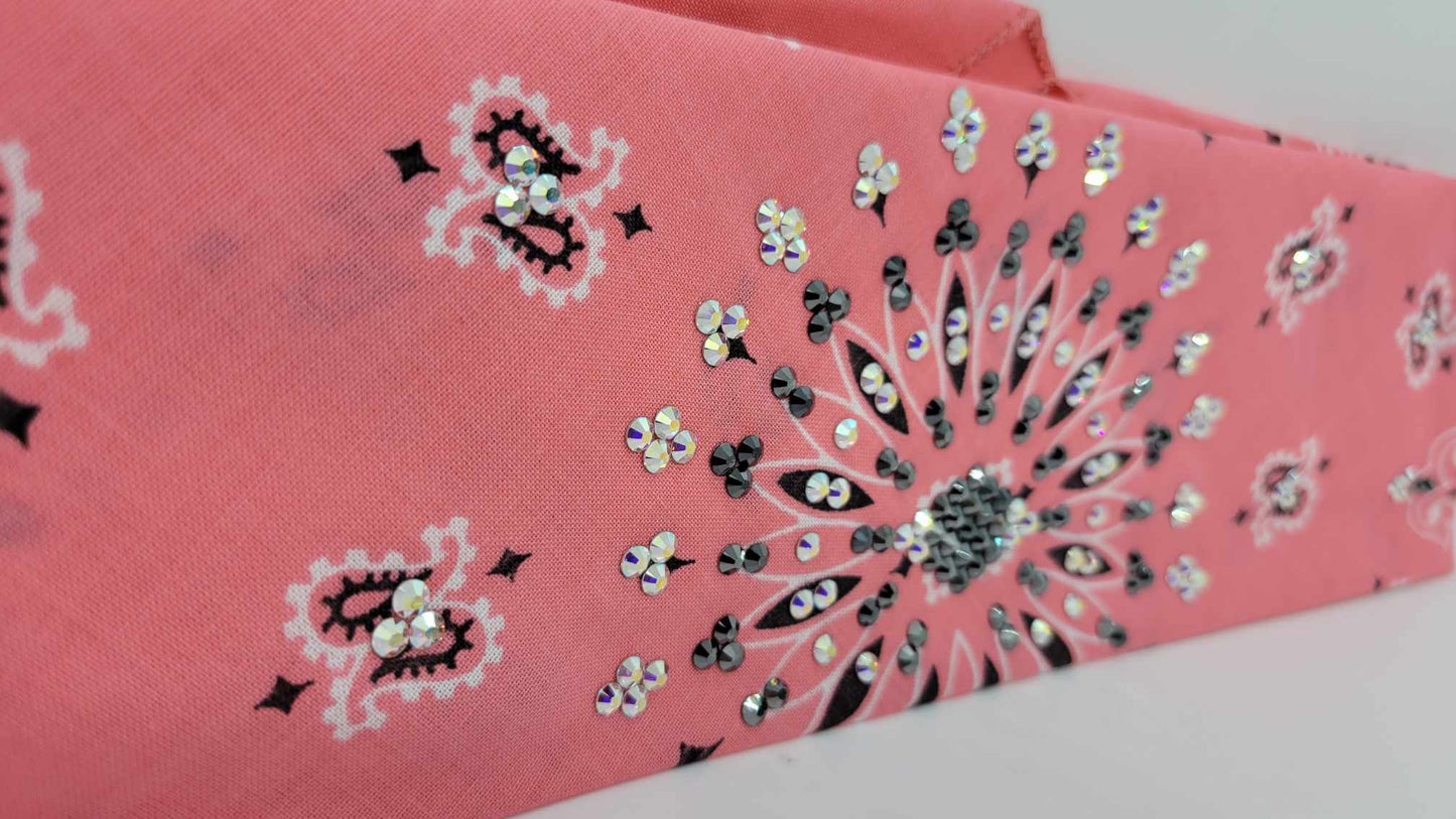 EXTRA BLING - Strawberry Paisley With Black and Aurora Borealis Austrian Crystals (Sku4913)