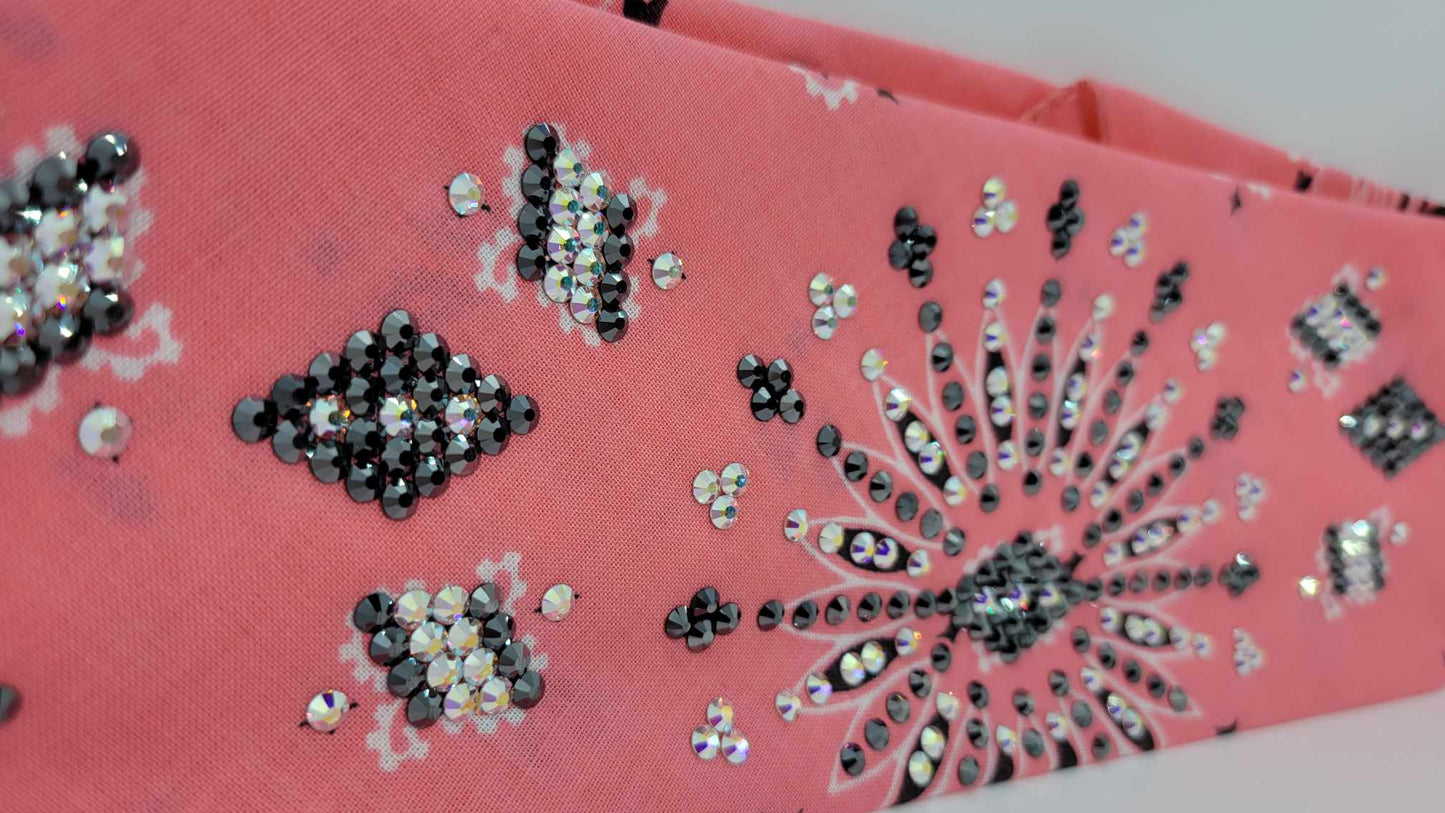 LeeAnnette Strawberry Paisley with Black and Aurora Borealis Austrian Crystals (Sku4921)