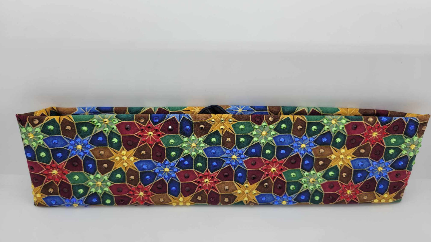 LeeAnnette Colorful Mosaic Bandana with Multiple Colors of Austrian Crystals (Sku4933)