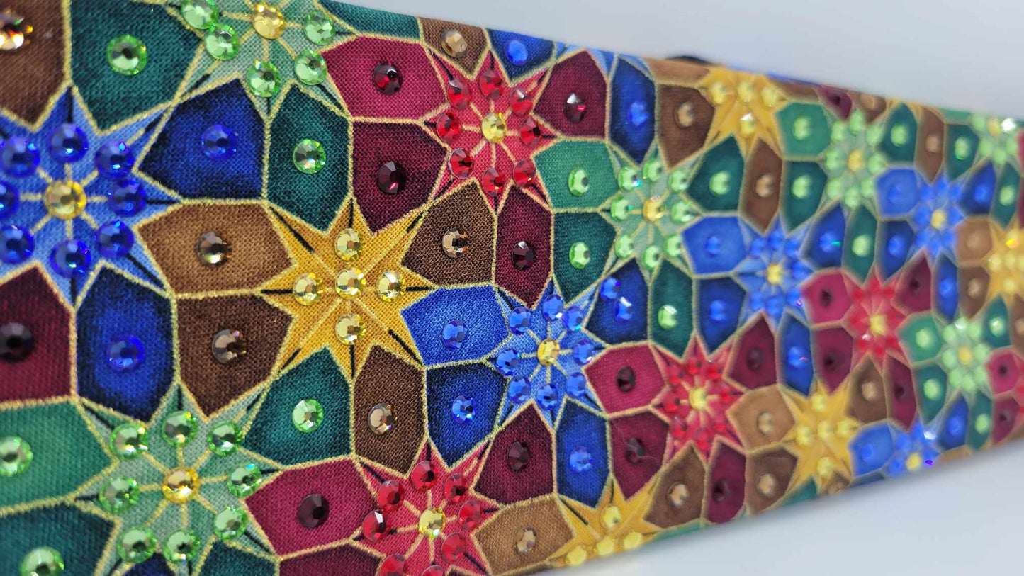 LeeAnnette Colorful Mosaic Bandana with Multiple Colors of Austrian Crystals (Sku4933)