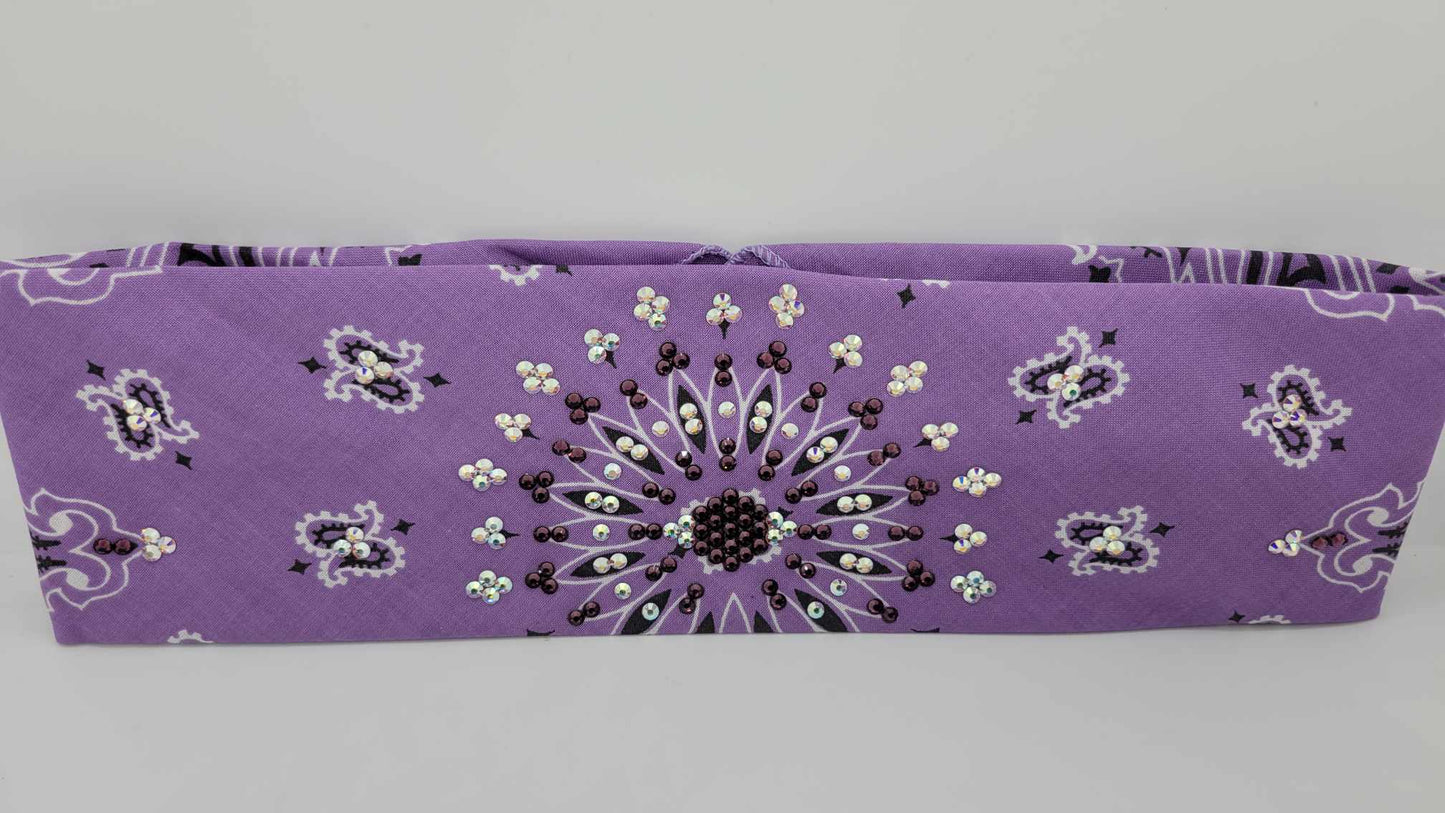 EXTRA BLING - Lavender Paisley with Amethyst and Aurora Borealis Austrian Crystals (Sku4938)