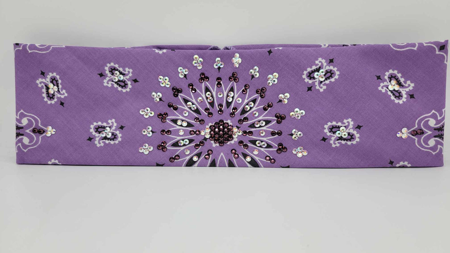 EXTRA BLING - Lavender Paisley with Amethyst and Aurora Borealis Austrian Crystals (Sku4938)