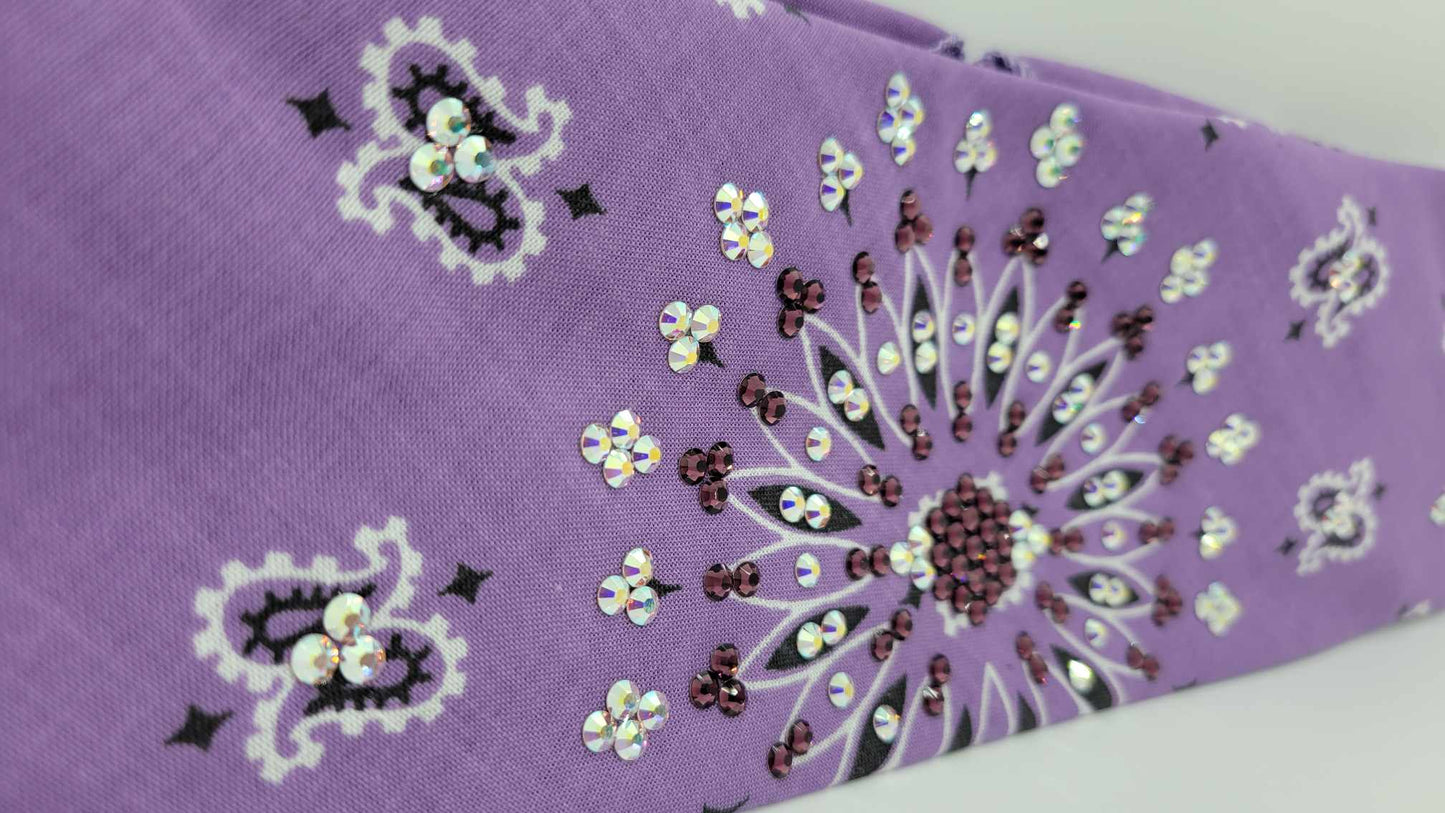 EXTRA BLING - Lavender Paisley with Amethyst and Aurora Borealis Austrian Crystals (Sku4938)