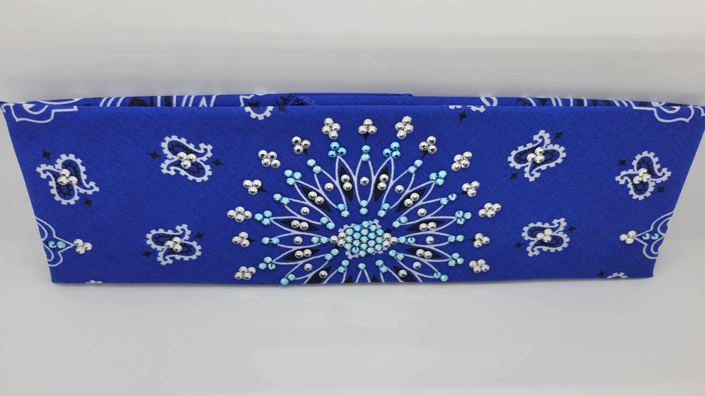 EXTRA BLING - Blue Paisley with Blue Shimmer and Diamond Clear Austrian Crystals (Sku4945)