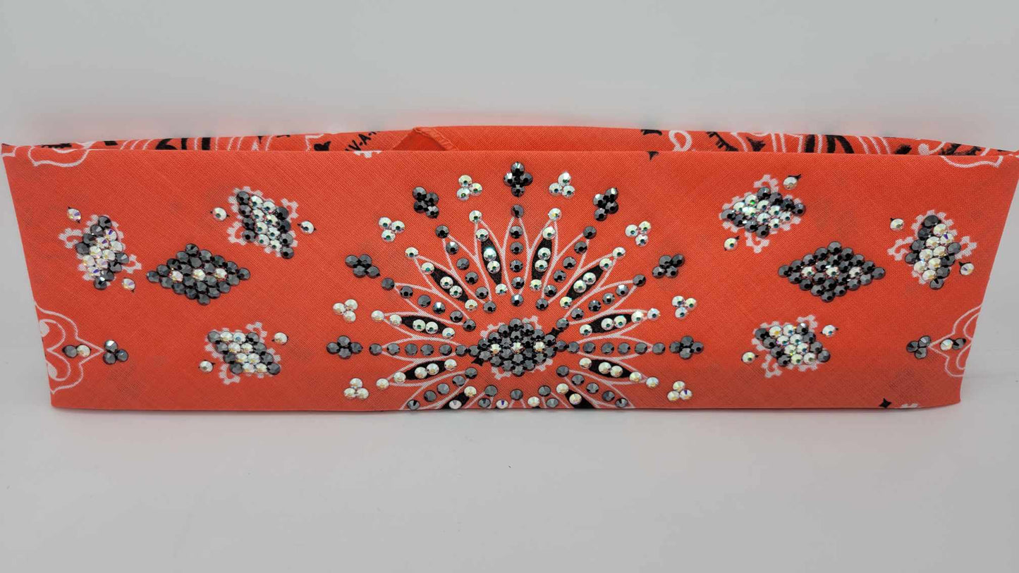 LeeAnnette Salmon Paisley with Black and Aurora Borealis Austrian Crystals (Sku4946)
